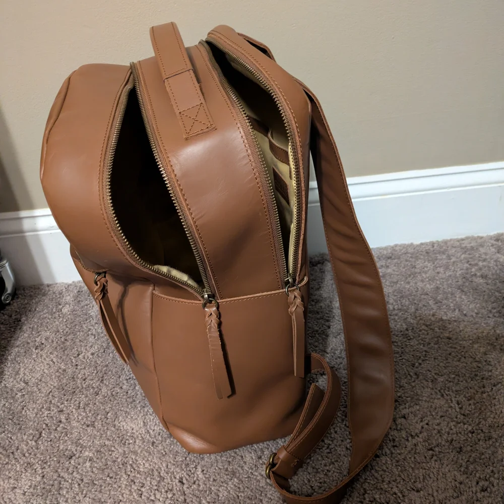 Able Brown Leather Backpack - Picture 3 of 9